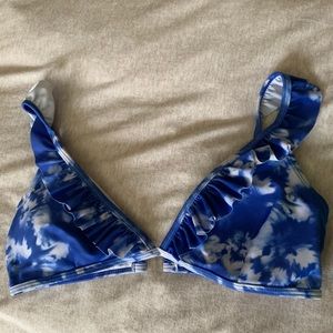 Blue and White Tie Dye Bikini Top